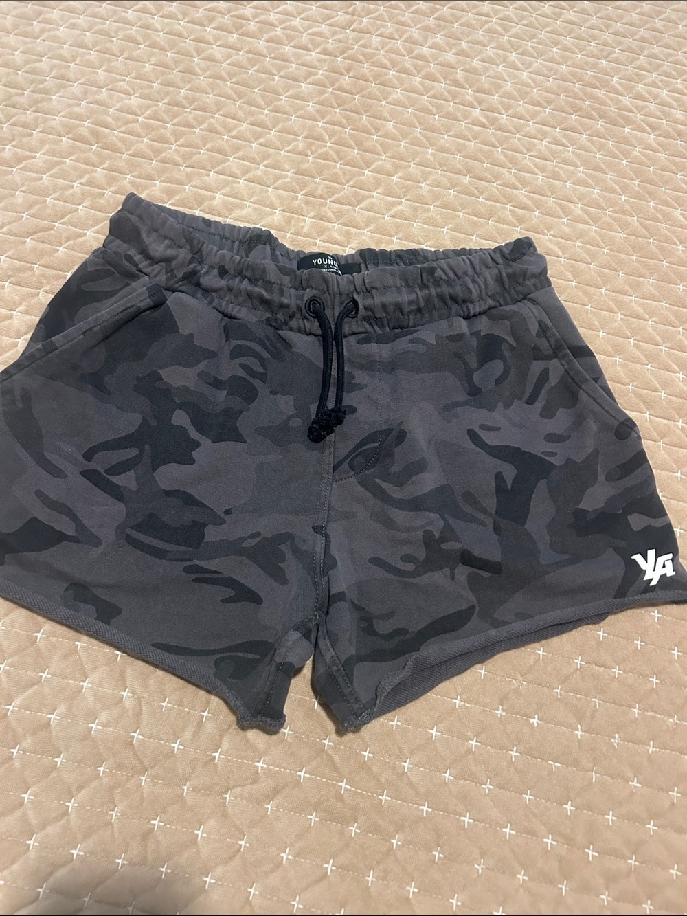 YoungLA Black & Gray Camo Athletic Shorts